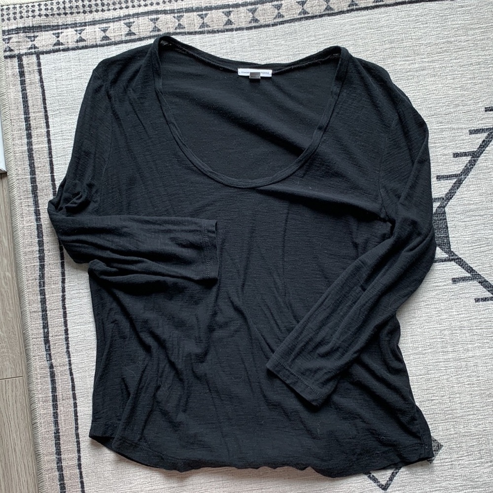 James Perse Scoop Long Sleeve Slub Tee Size 2 (M)